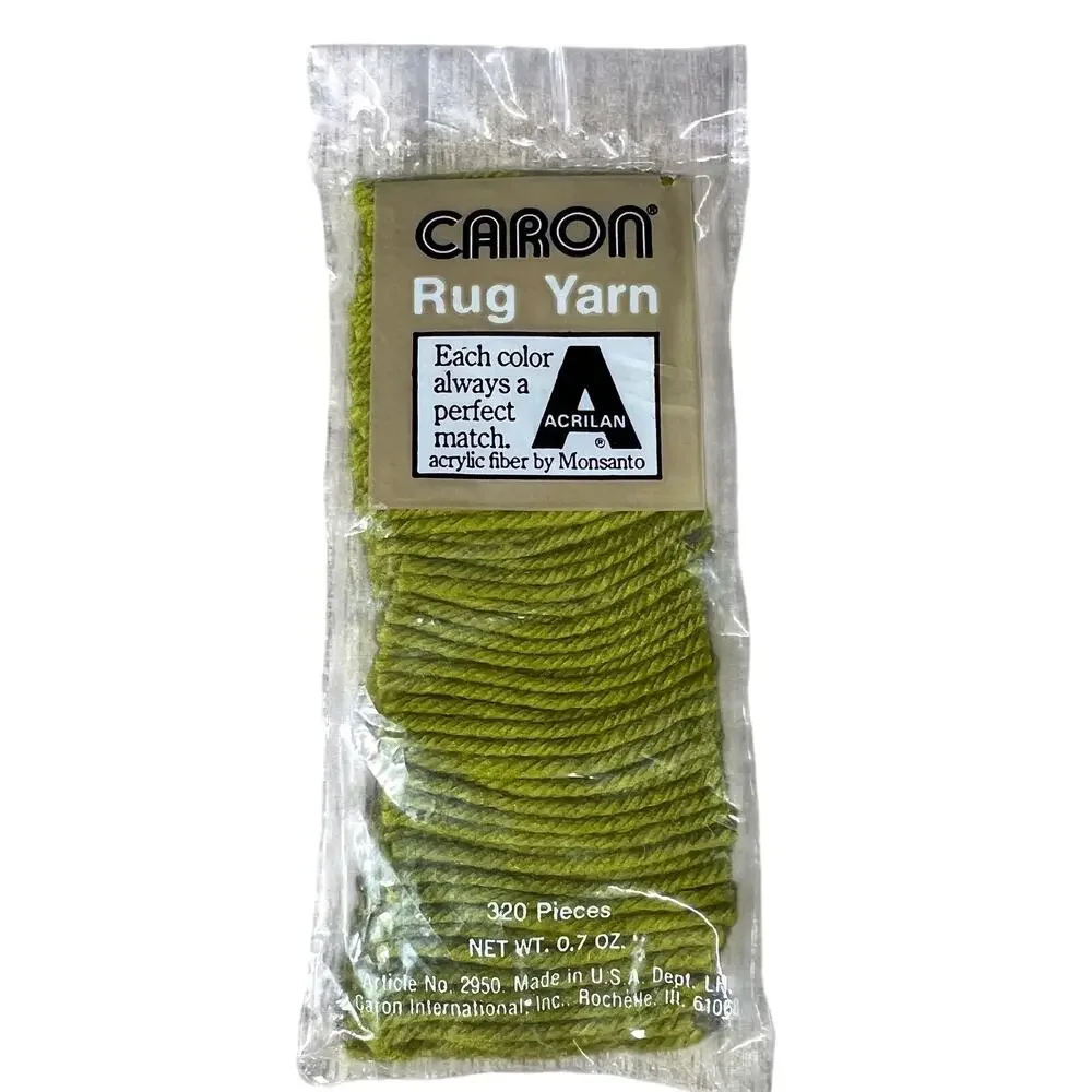 CARON Vintage Rug Yarn Chartreuse 0136 Lot 20 Packs Acrilan Acrylic 320 Pieces